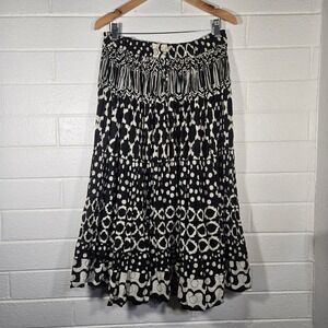Vtg Le Mieux Cotton Maxi Skirt One Size Polka Dot Broomstick Contrast Festival